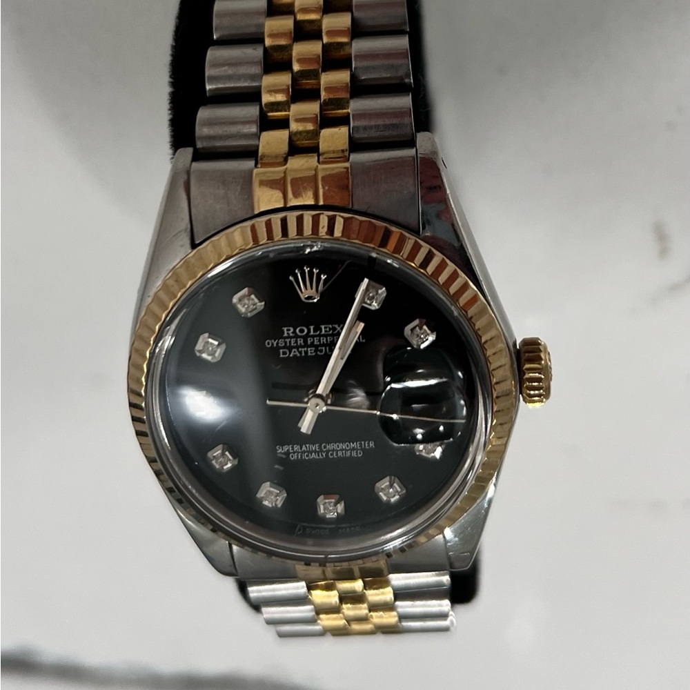 36mm Rolex Datejust black/diamond dial, Jubilee bracelet, steel and yellow gold - Picture 6 of 6